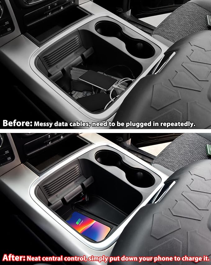 Wireless Charger for Dodge Ram, Center Console Phone Wireless Charging Pad Panel for Dodge Ram 1500 2013-2015 / Ram 2500 2010-2015 / Ram 3500 2011-2015 Accessories