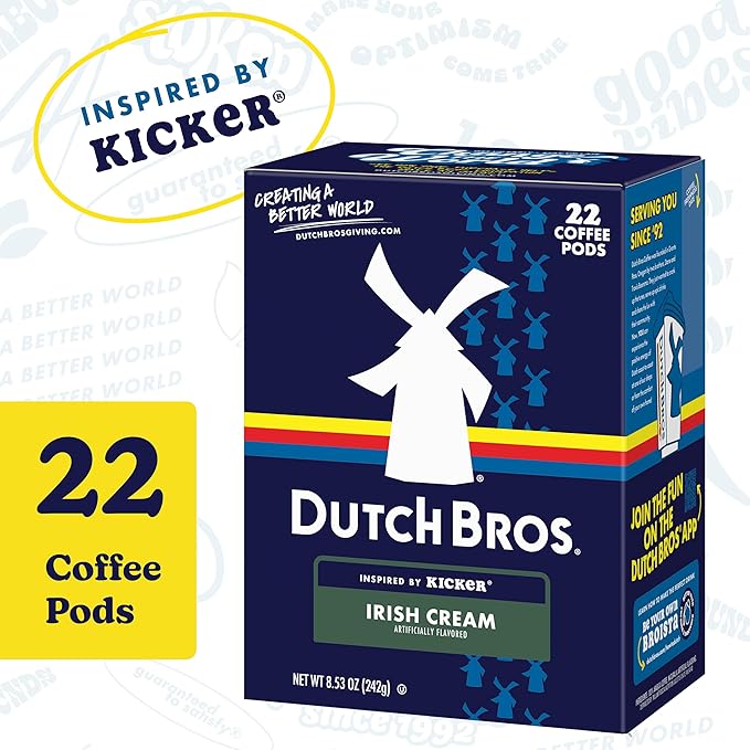 Dutch Bros Irish Cream Flavored Coffee inspired by Kicker®, 22 Count, Medium Roast, Single Serve Coffee Pods for Keurig K-Cup Brewers