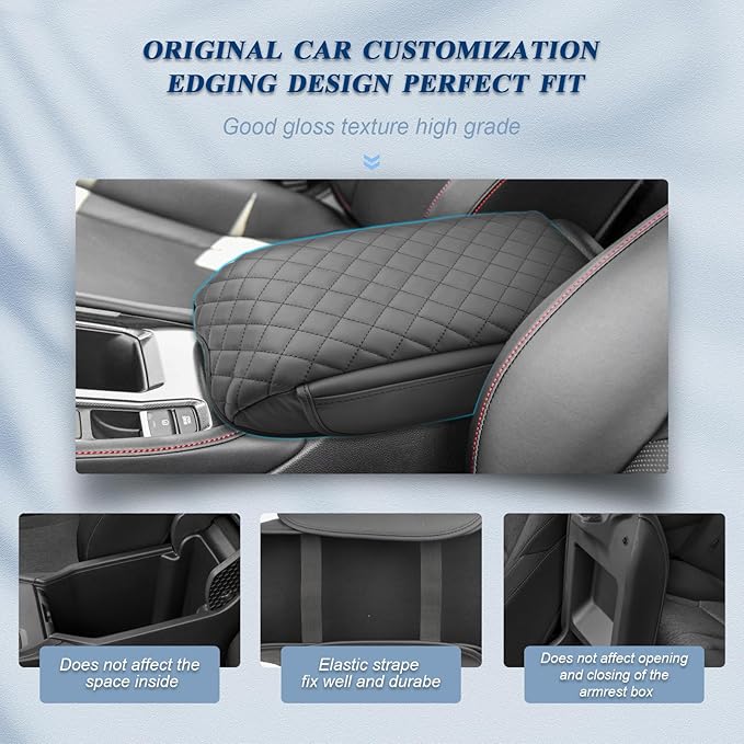 BIBIBO 2023 Accord Accessories Center Console Cover for 2023 2024 Honda Accord Arm Rest Cover 2024 2023 Honda Accord LX/EX/Hybrid Sport/Hybrid EX-L/Hybrid Sport-L/Hybrid Touring Armrest (Black-Pocket)