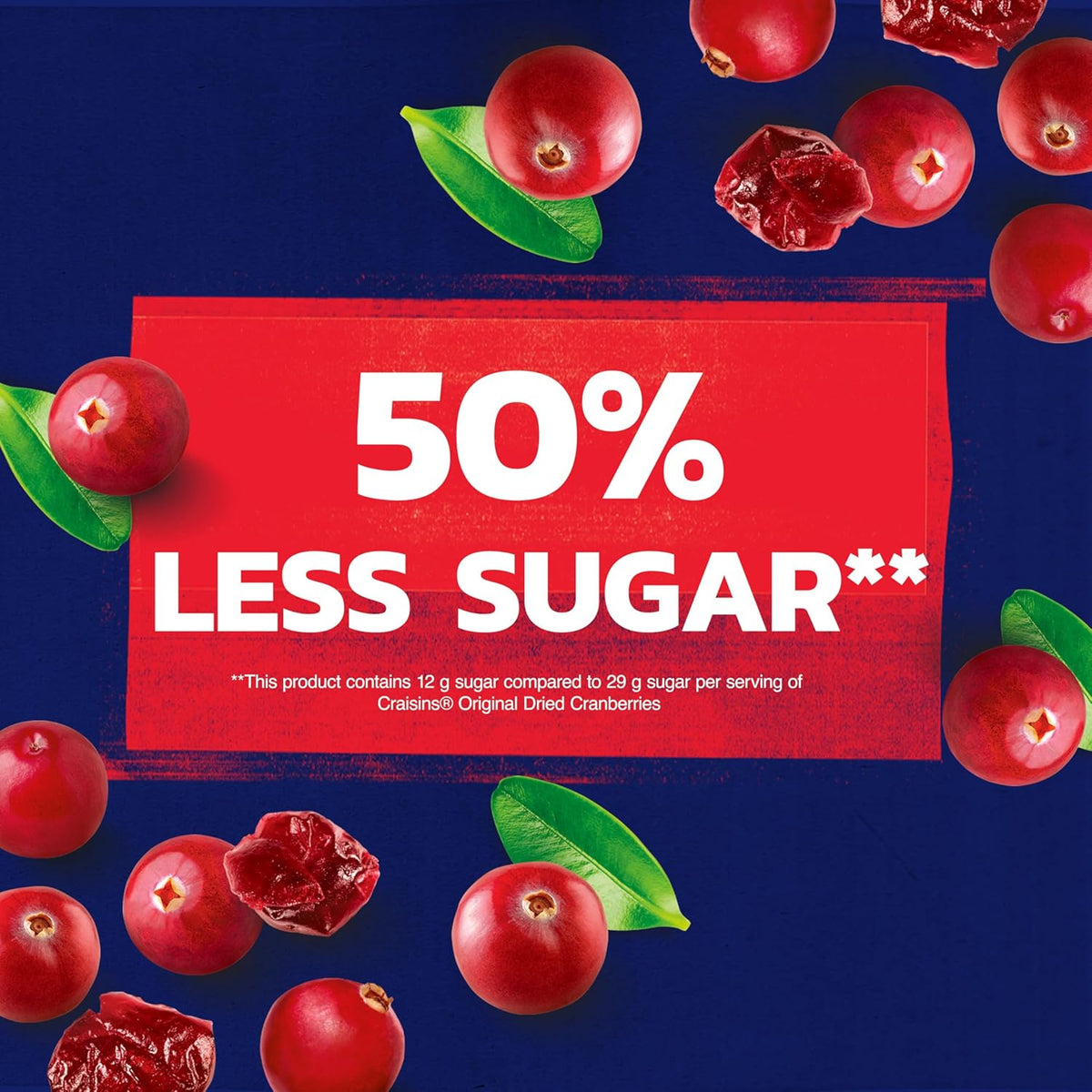 Ocean Spray Craisins 50% Less Sugar Dried Cranberries, 20 Oz Resealable Value Pack Pouch