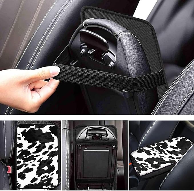 Cow Print Armrest Cover for Car,Soft Car Center Console Cover,Universal Cars Interior Accessories for Women