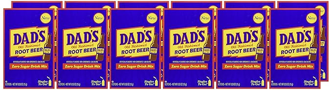 Dad's Old Fashioned Root Beer Singles To Go Sugar Free Powder Drink Mix 6 Sticks Per Box, 12 Boxes (72 Total Sticks)