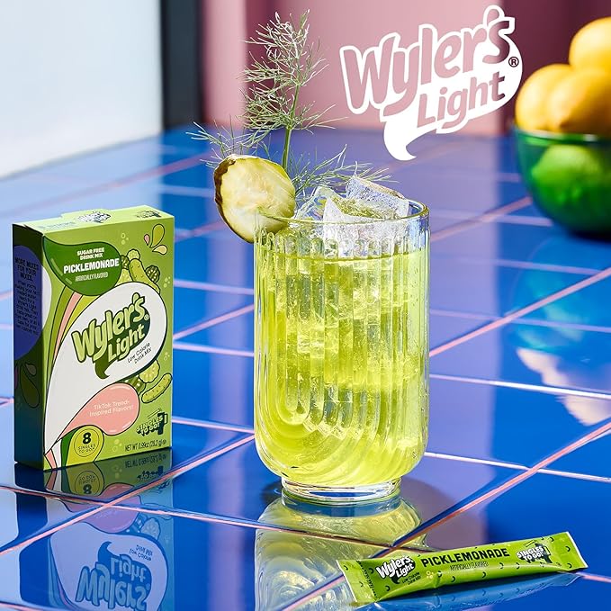 Wyler's Light Singles To Go Powder Packets, Water Drink Mix, Picklemonade, 96 Servings, 8 Count x Pack of 12