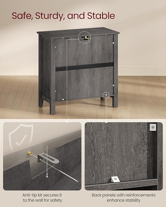 VASAGLE LIRY Collection - Buffet Cabinet, Coffee Bar Cabinet with a Drawer, Adjustable Shelf, Sideboard Storage with Cable Hole, Drawer Divider, Misty Gray UBBK341GW01S