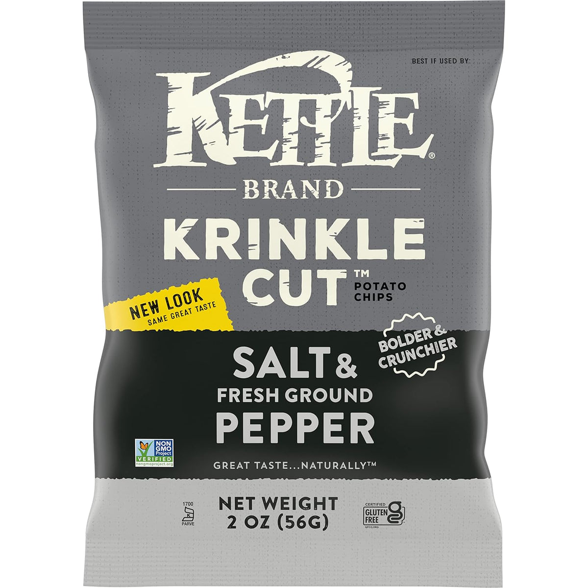 Kettle Brand Potato Chips, Krinkle Cut, Salt & Ground Pepper Kettle Chips, Party Size, 13 Oz