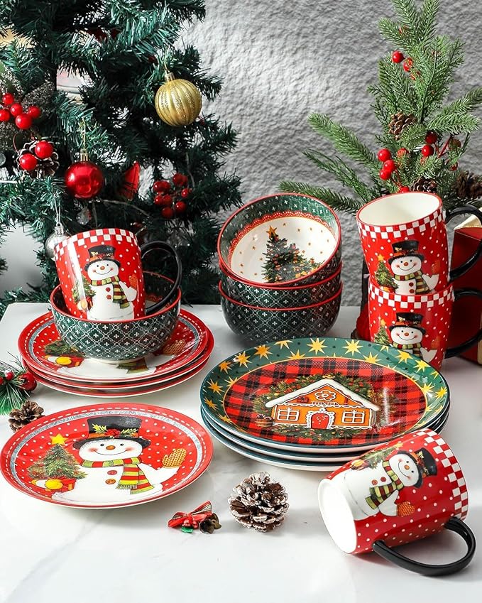 HASENSE Coffee Mugs for Valentine's Day, 15 OZ Coffee Cups Ceramic Set of 4 with Handle for Man Woman, Colorful Christmas Porcelain Coffee Cups Set for Tea, Cocoa, Milk, Latte and Cappuccino