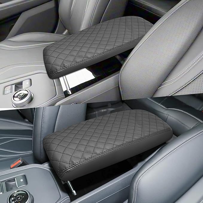Center Console Cover Compatible with Ford Mustang Mach E 2021-2025 Leather Armrest Box Cushion Cover Middle Console Pad
