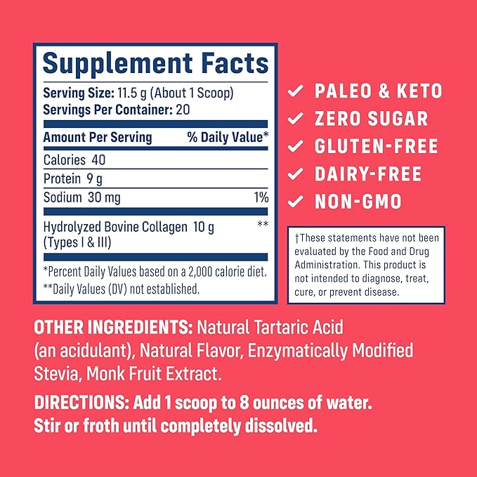 NativePath Wild Berry Collagen Peptides Powder - 10g Grass-Fed Type 1 & 3, 23 Servings - for Hair, Skin, Nails & Joints - Keto & Paleo, No Gluten, No Dairy (8.1 oz)