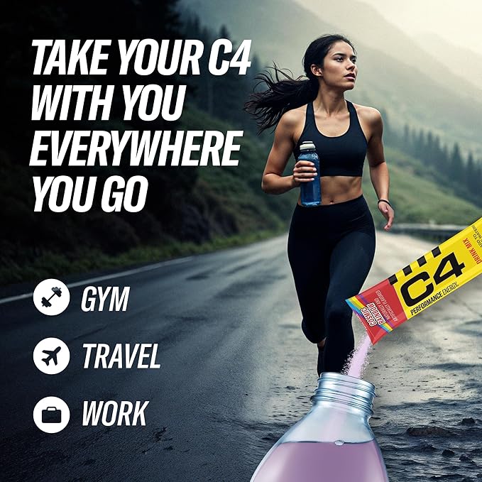 C4 Performance Energy, Cosmic Rainbow, 200mg Caffeine, Zero Sugar, NSF (2 Boxes, 16 Sticks)