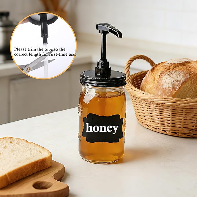 GMCOZY 32 oz Mason Jar Syrup Sauce Honey Dispenser Pump Bottle 1 Quart Wide Mouth Glass Coffee Syrup Dispenser For Ketchup mayo, maple syrup, mustard, salad dressing Food Grade Airtight & Leak-Proof