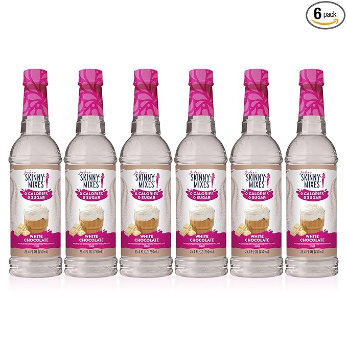 Jordan’s Skinny Syrups White Chocolate, Sugar Free Flavoring Syrup, 25.4 Ounce Bottle (Pack of 6)