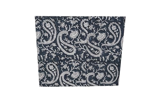 Generic 3.3 Gallon Cotton Hand Block Printed Paper Waste Basket |Small Decorative Trash Can for Housewarming Gifts in Living Room, Bedroom, Bathroom | Eco-Friendly, Plastic-Free (1, DARK BLUE MUKAT)