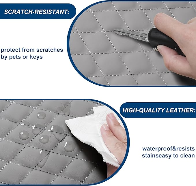 Car Center Console Cover Fit for Volkswagen Taos Leather Armrest Cover with 2 Storage Bags Waterproof Console Cover Scratch & Wear Resistant(Grey)