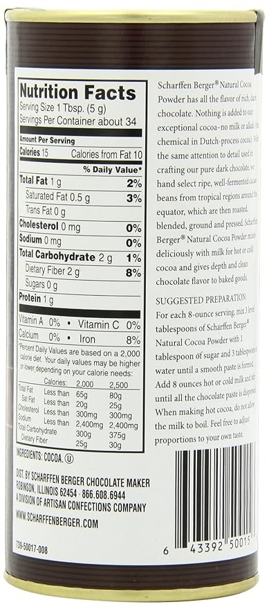 Scharffen Berger Natural Unsweetened Cocoa Powder, 6-Ounce Canisters (Pack of 2)