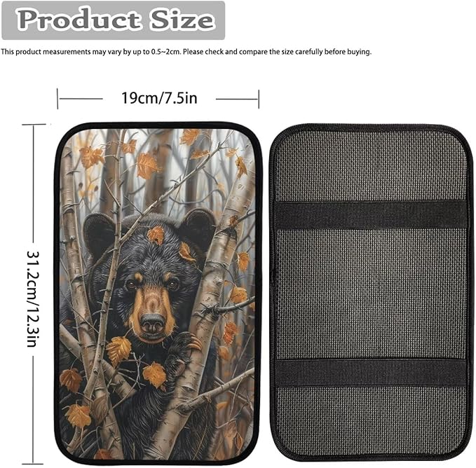 Bear Auto Center Console Cover Non Slip Arm Rest Cover for Car SUV Vehicles Breathable Soft Auto Seat Box Pad Cushion Bear Car Accessories Automotive Decorations
