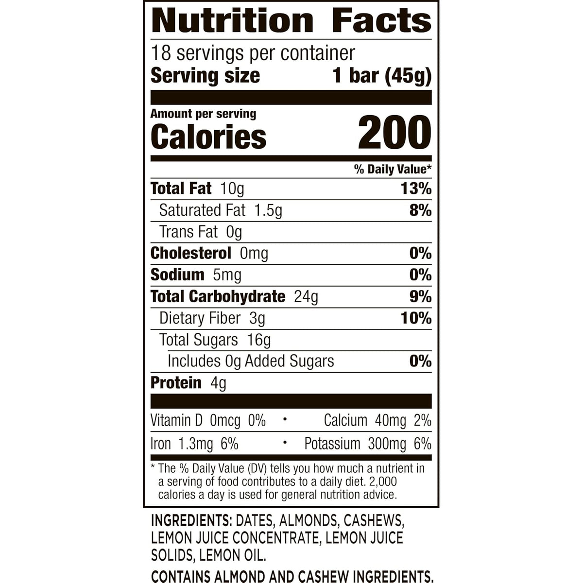 Larabar Lemon Bar Fruit and Nut Bars, Gluten Free and Vegan, 28.8 oz, 18 Ct