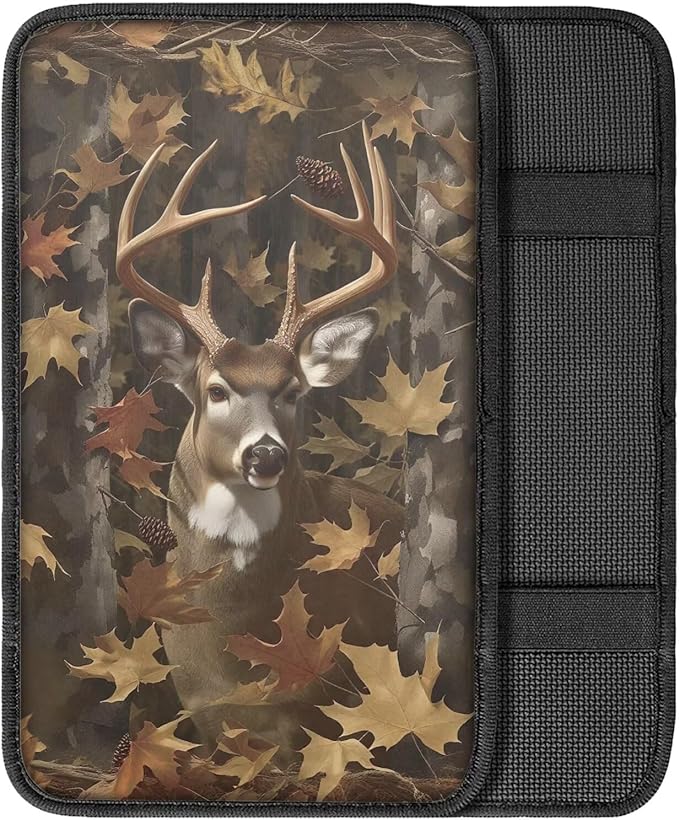 Camo Hunting Deer Car Center Console Cushion Pad Armrest Cover Protec Arm Rest Cover Car Protect from Pet Claws 12.3 x 7.5 Inch Universal Fit for Vehicles,Cars,Suvs,Vans,Sedans
