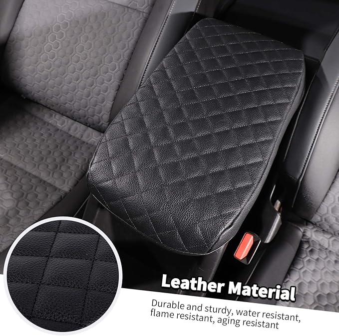 Jimen Center Console Cover Compatible with Chevrolet Colorado/GMC Canyon 2014-2022, Armrest Cushion Pad Cover, PU Leather (Black)