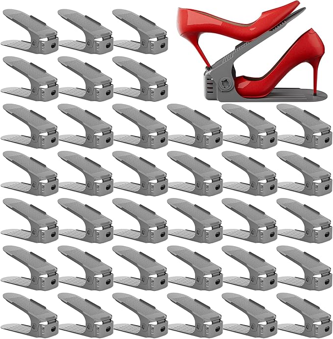 Neprock Shoe Slots Organizer for Closet, Shoe Storage Organizer Shoe Slots Organizer, Shoe Rack Organizer Space Saver Organizador De Zapatos for Closet Organization(36 Pack)(Grey)