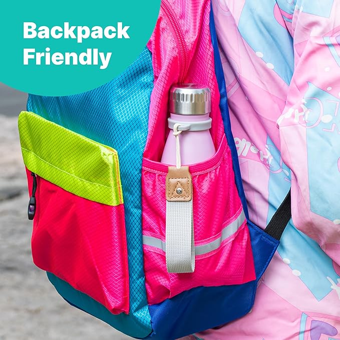 VINUR Small Water Bottle- 9 oz Stainless Steel Vacuum Insulated Leak Proof Water Bottle for kids Travel-Cola Shape Reusable Flask with Carry Rope for Girl, Teal