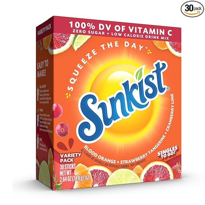 Sunkist Soda Variety Pack, Singles To Go VIT C (30 Total Sticks)