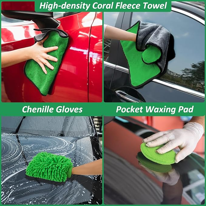 18PCS Car Detailing Brush Set, Car Interior Detailing Kit for Cleaning Interior, Exterior, Wheels, Dashboard, Upholstery Care, Professional Car Care Kit for Car Owners and Enthusiasts