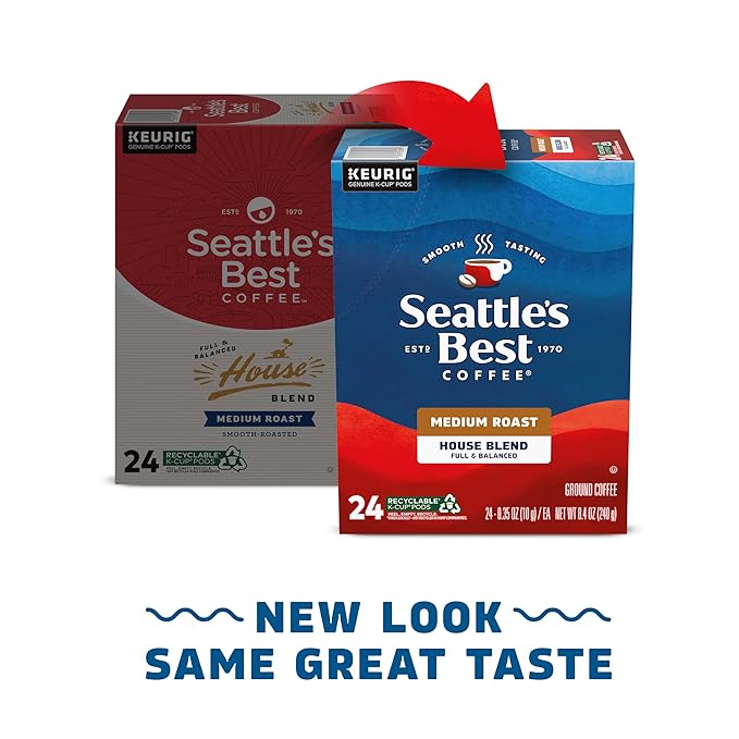 Seattle’s Best Coffee, Medium Roast K-Cup Coffee Pods, House Blend, 100% Arabica, 4 Boxes (96 Pods Total)