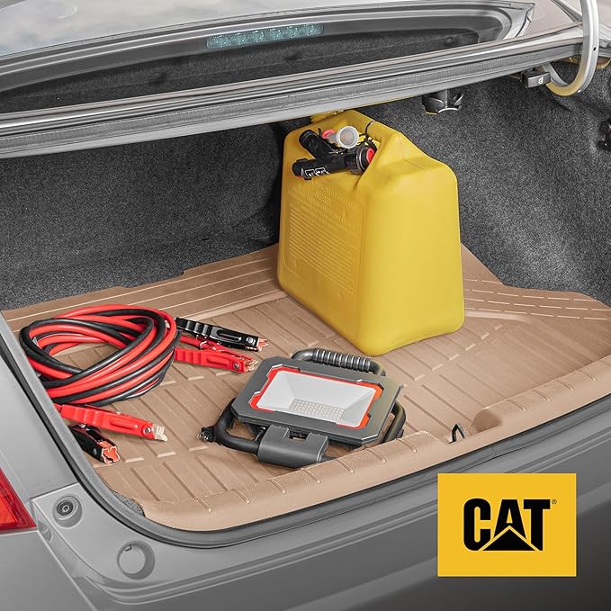 Cat® ToughLiner Heavy Duty Rubber Floor Mats & Cargo Trunk Liner for Car SUV Van Sedan, Beige - Trim to Fit, All Weather Deep Dish Automotive Floor Mat, Total Dirt Protection