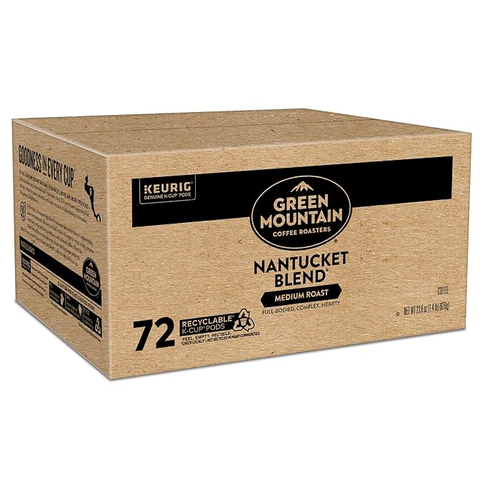 Green Mountain Coffee Roasters Nantucket Blend, Single-Serve Keurig K-Cup Pods, Medium Roast Coffee Pods, 72 Count