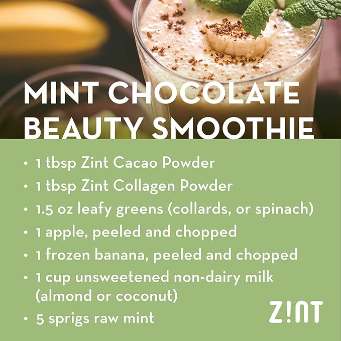 Zint Organic Cacao Powder (8 oz): Paleo-Certified, Organic, Non GMO, Anti Aging Antioxidant Superfood, Gluten Free Cocoa Cacao Beans, Pure Delicious Chocolate Essence