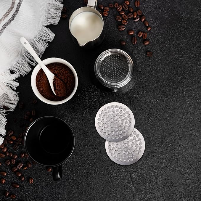 2pcs Espresso Puck Screen, 53mm Stainless Steel Coffee Portafilter Puck Screen 0.8mm Thickness Reusable Coffee Machine Accessories Compatible with Breville (Silver)