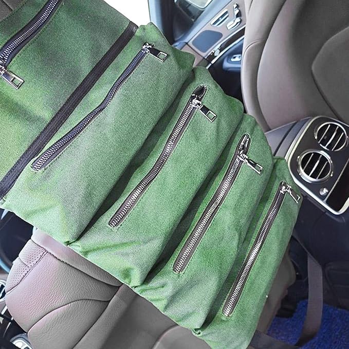 FAVOMOTO 1pc Canvas Car Seat Back Storage Bag Multi-pocket Organizer for Vehicle Accessories for Phones Wallets Sunglasses Toys Drinks Car Seat Tidy Gadget