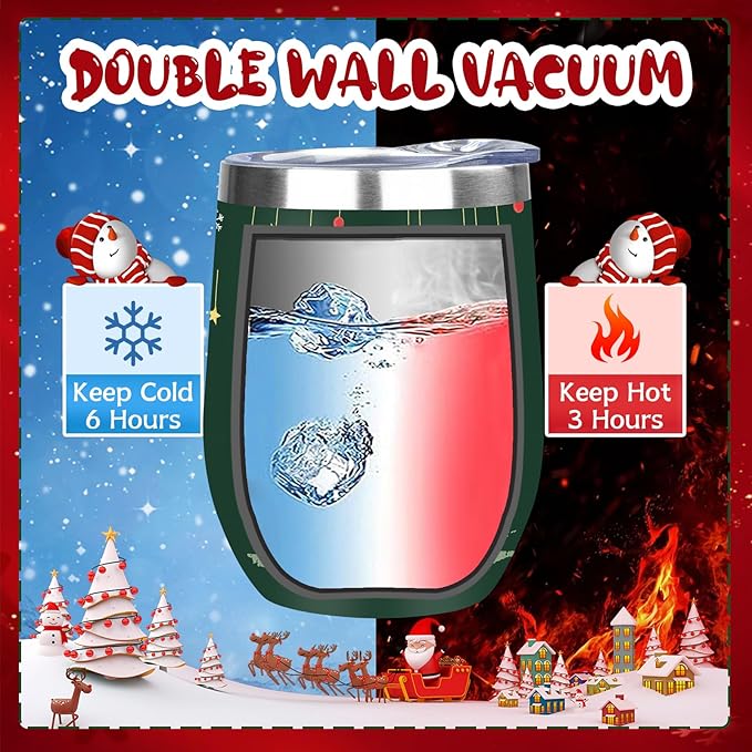 MEZMUT 12oz Unique Mom Christmas Gifts for Women - Insulated Stainless Steel Wine Tumblers with Lids & Straws