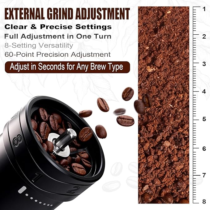 Bshine manual coffee bean grinder with Carrying Case,Numerical External Adjustable,conical burr hand crank coffee grinder mini molino para cafe,moledor de cafe de grano molino para cafe