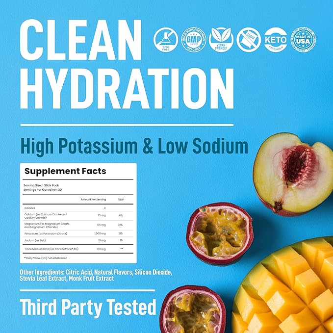 Keppi Electrolytes Powder Packets Tropical Flavors 30 Servings – No Sugar Hydration Supplement with Potassium, Magnesium, Sodium – Keto, Vegan, Fasting-Friendly, Zero Calorie Hydration Packets