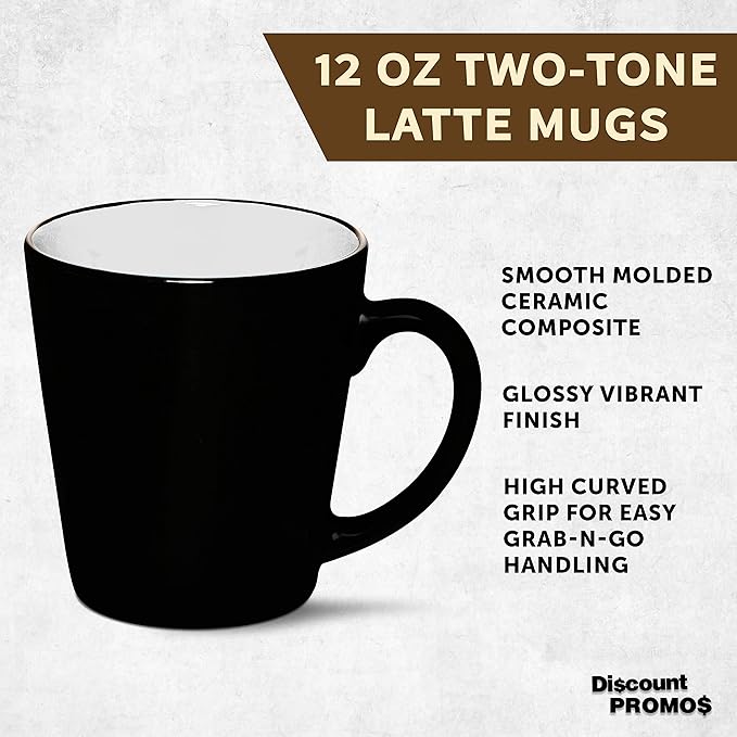 DISCOUNT PROMOS Ceramic Coffee Latte Mugs 12 oz. Set of 10, Bulk Pack - Perfect for Coffee, Tea, Espresso, Hot Cocoa, Other Beverages - White