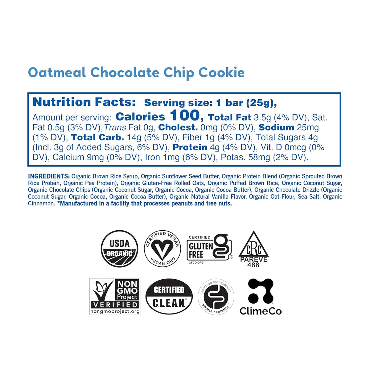 Gomacro, Organic Bar Kids Oatmeal Chocolate Chip Cookie 7 Count, 6.3 Ounce
