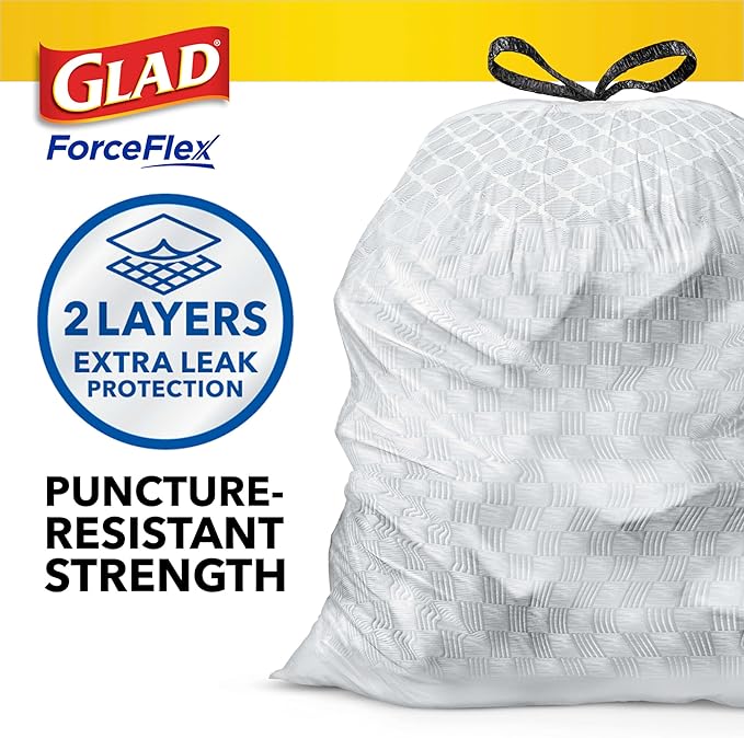 Glad ForceFlex Tall Kitchen Drawstring Trash Bags, 13 Gal, Fragrance Free (Package May Vary) (Pack of 240)