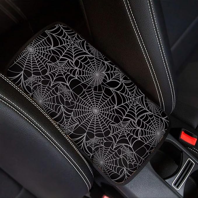 Horeset Spider Web Center Console Armrest Cover Soft Comfy Arm Rest Cushion Accessories Interior Decor, Easy to Install