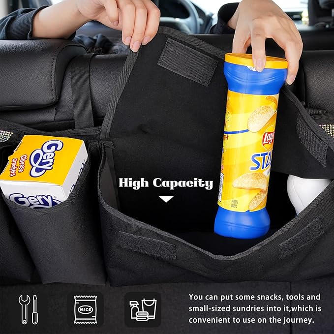 eing Car Trunk Organizer and Storage, Backseat Hanging Organizer for SUV, Truck, MPV, Waterproof, Collapsible Cargo Storage Bag with 5 Pockets, Bling Car Interior Accessories for Women,Multicolor