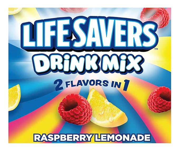 Life Savers Raspberry Lemonade Drink Mix - Pack of 6-6 Sticks Per Box - 36 Total Servings - 2 Flavors in 1 - Powdered Drink Mix