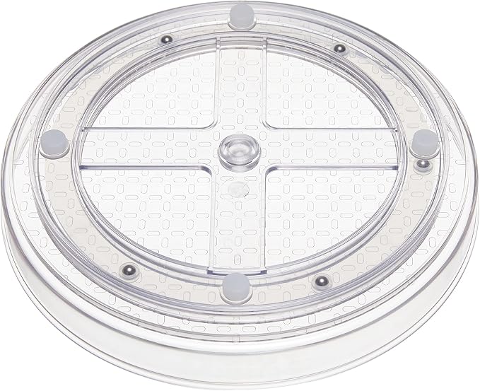 Amazon Basics Clear Rotating Lazy Susan Turntable Organizer for Condiments, 9-Inch, 2-Pack