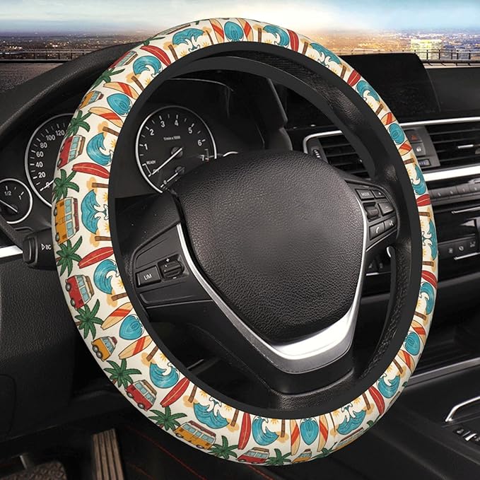 Hawaiian Decorations Universal Fit Steering Wheel Cover for Car, Truck, and SUV, Durable Steering Wheel Protection