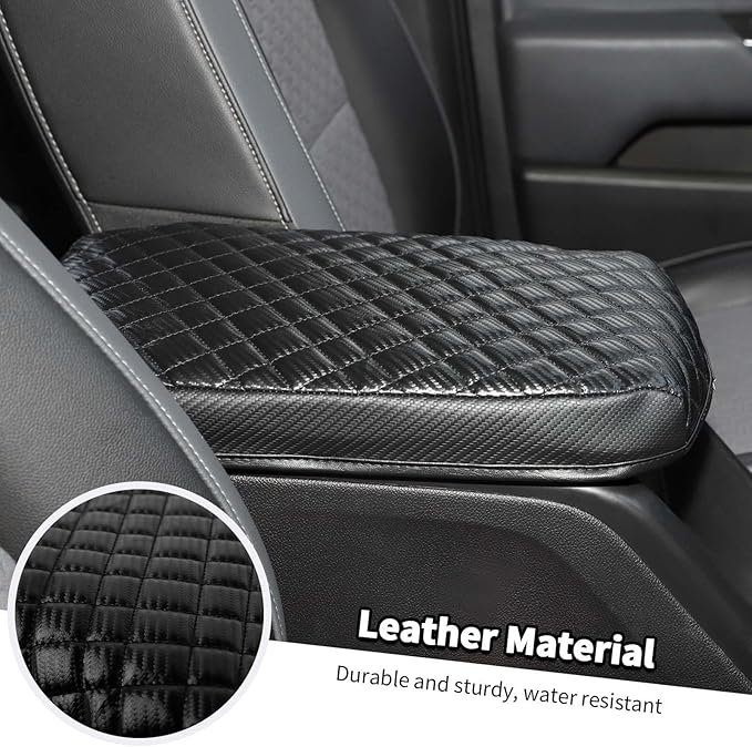 Jimen Center Console Cover Compatible with Chevrolet Colorado/GMC Canyon 2014-2022, Armrest Cushion Pad Cover, PU Leather (Carbon Fiber)