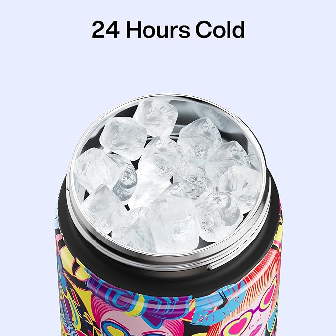 ENCOOL Insulated Water Bottle with Straw Stainless Steel Water Bottle, Leak-Proof, BPA-Free, Double Wall Vacuum Keeps Cold for 24 Hours for Sports, Travel, School (26 oz, Cyan Girl)