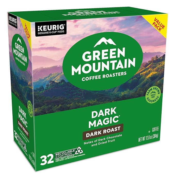 Green Mountain Coffee Roaster Dark Magic Keurig Single-Serve K-Cup Pods, Dark Roast Coffee, 32 Count