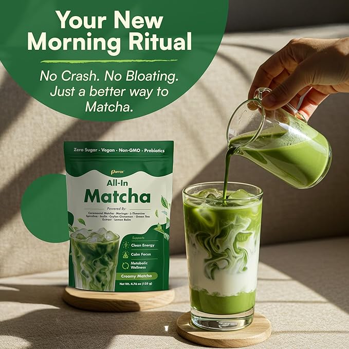 Ceremonial Grade Matcha Powder Infused with Moringa, Green Tea Extract, L-Theanine, Inulin, Spirulina, Ceylon Cinnamon, and Lemon Balm – 100% First Harvest Japanese Tea (30 Servings)