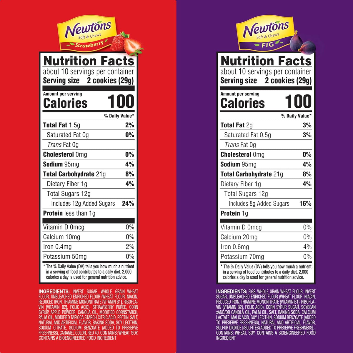 Newtons Soft & Fruit Chewy Fig & Strawberry Cookies 4 Packs Variety Gift