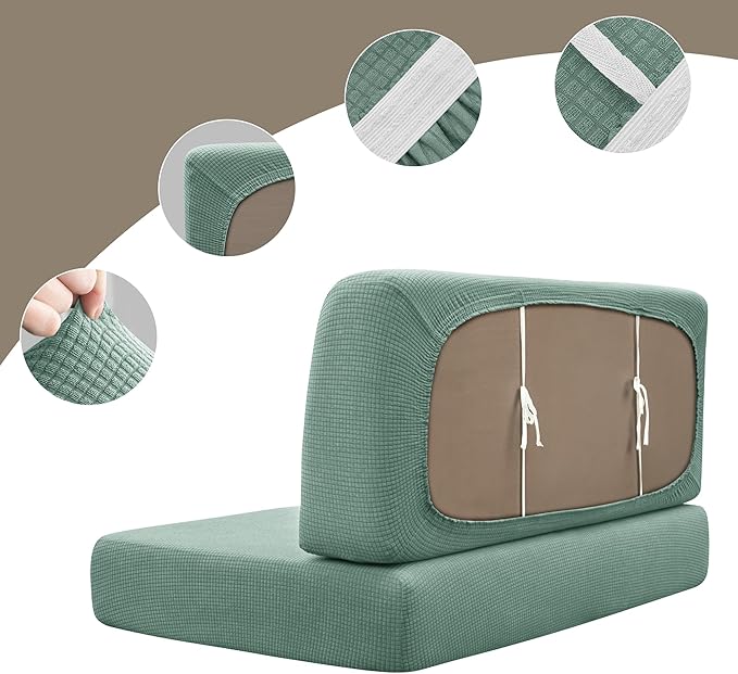 Stretch Rv Cushion Covers,Dinette Booth Seats with 1 Backrest & 1 Bench Cover,38 in Camper Covers Dinette Booth Set,Camper Cushion Table,1 Set-Pine Green