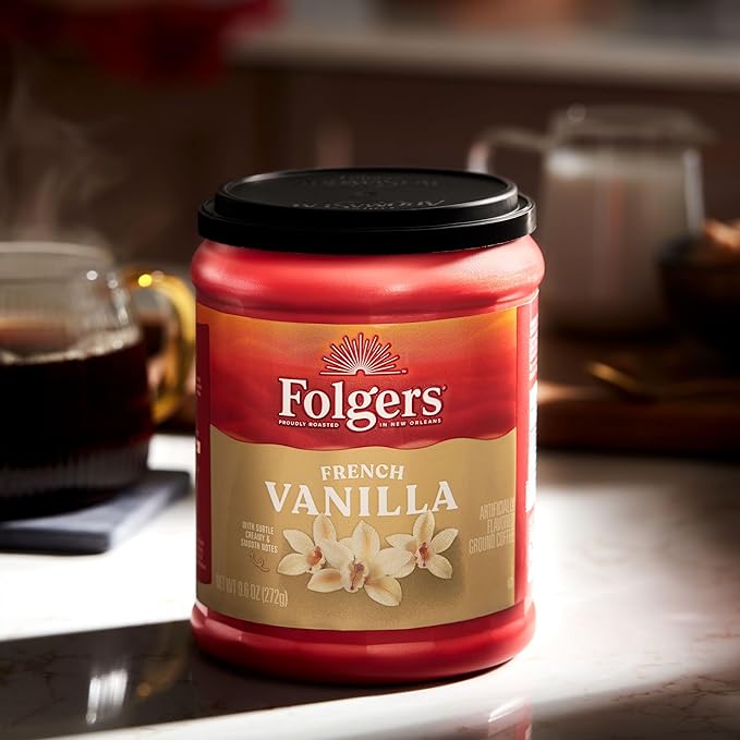 Folgers French Vanilla Flavored Ground Coffee, 9.6 Ounce (Pack of 2)